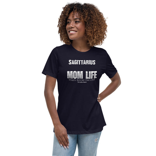 Sagittarius Zodiac T-Shirt Women's Relaxed Mom Life The Zodiac Station