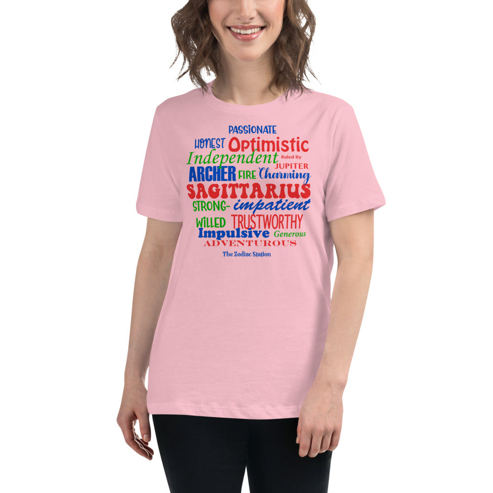 Sagittarius Zodiac T-shirt Women's Relaxed All Over The Zodiac Station