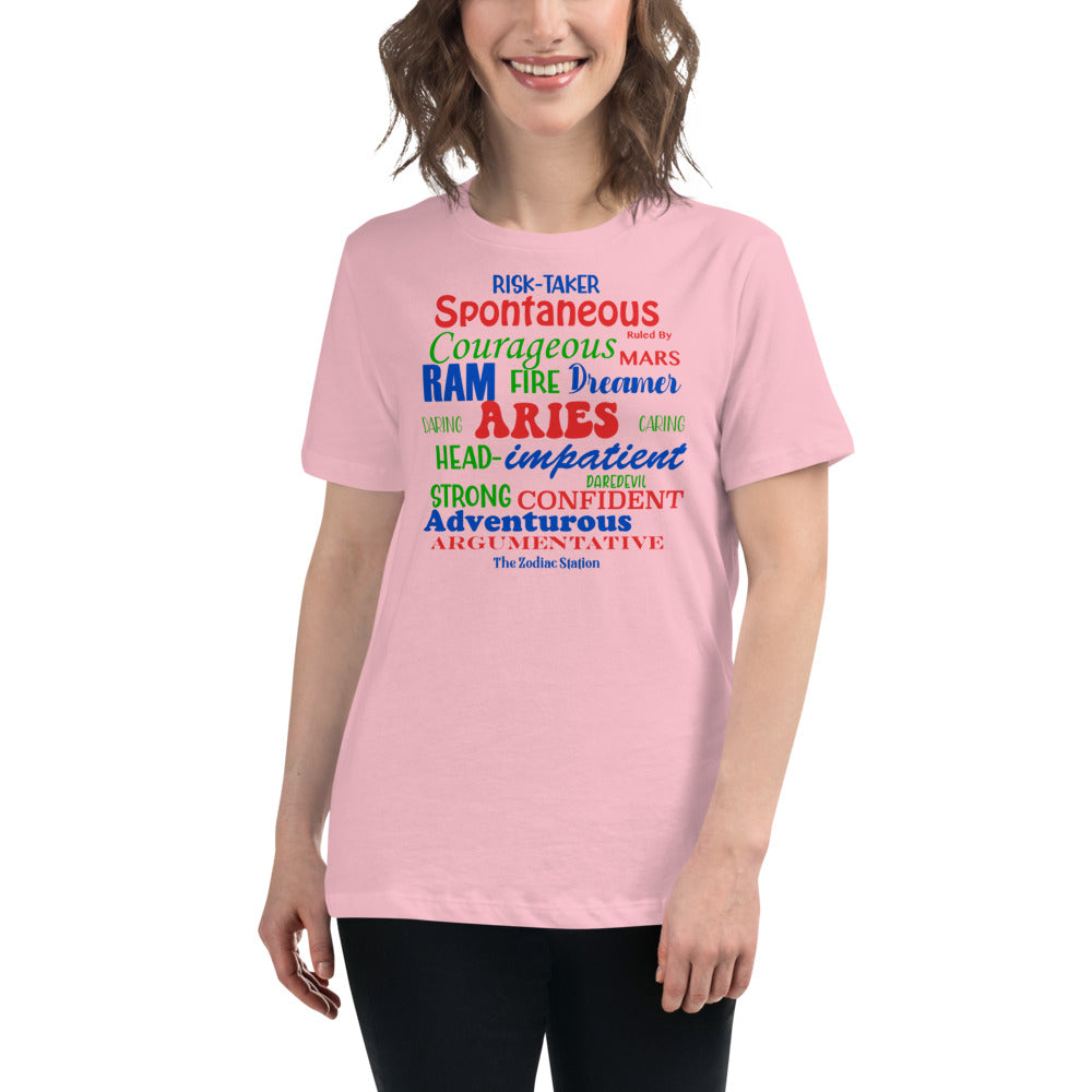 Aries Zodiac T-Shirt Women's Relaxed All Over The Zodiac Station