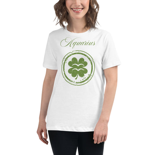 Aquarius Zodiac St. Patrick's T-Shirt Women's Clover The Zodiac Station