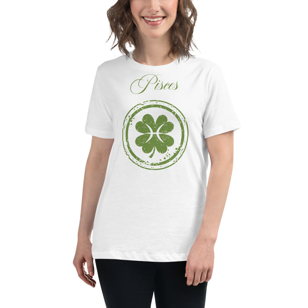 Pisces Zodiac St. Patrick's Day T-shirt Women's Clover The Zodiac Station