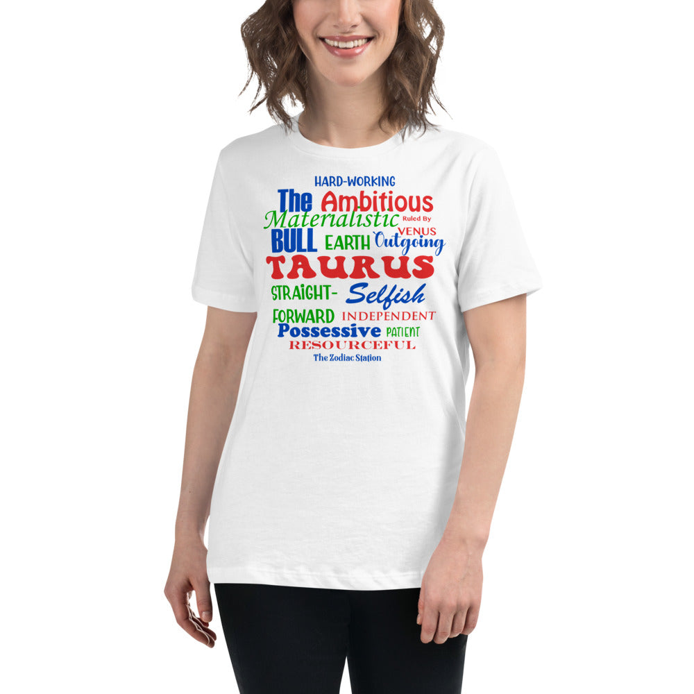 Taurus Zodiac T-Shirt Women's Relaxed All Over The Zodiac Station