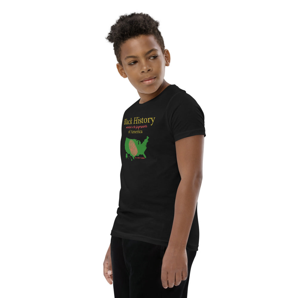 Black History Youth T-Shirt Fingerprint The Zodiac Station Short Sleeve T-Shirt