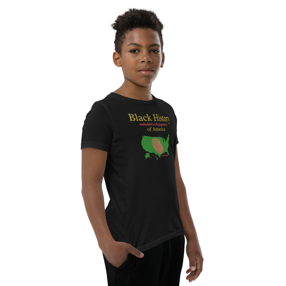 Black History Youth T-Shirt Fingerprint The Zodiac Station Short Sleeve T-Shirt