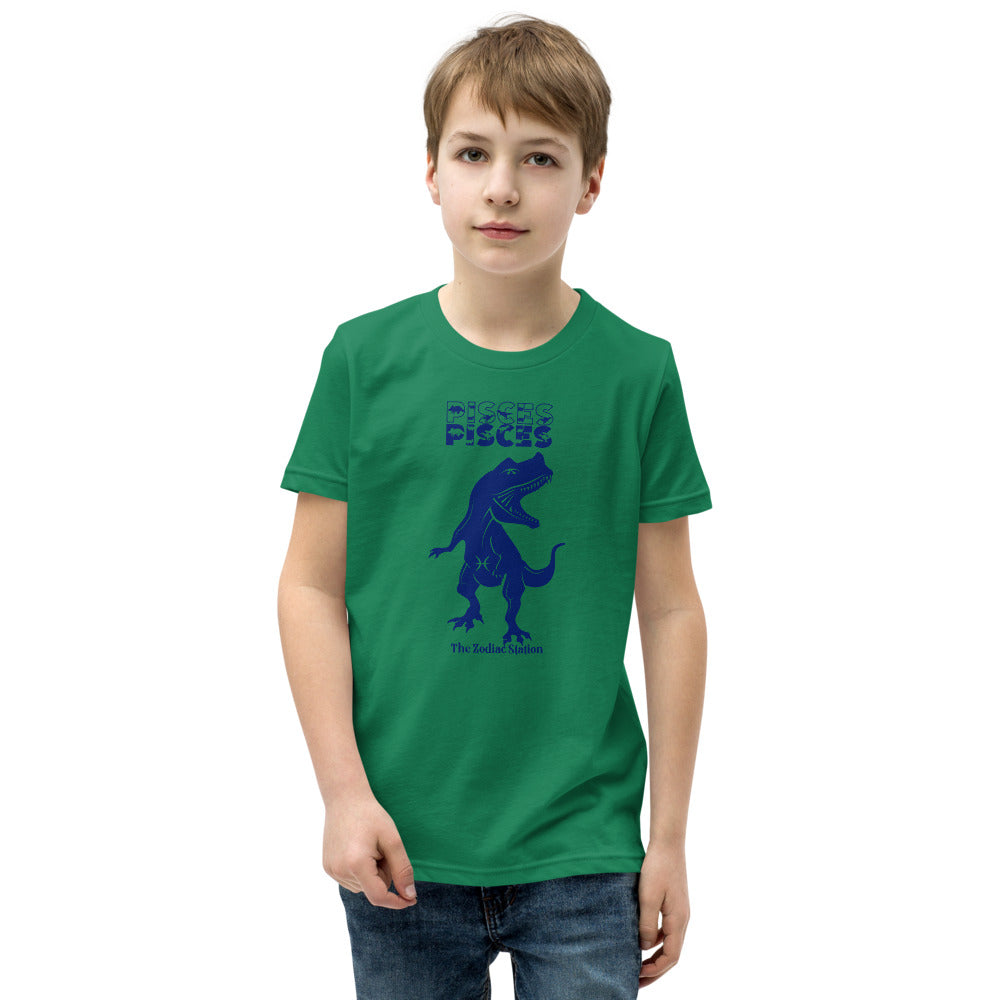 Pisces Zodiac T-shirt Youth Short Sleeve Dinosaur The Zodiac Station