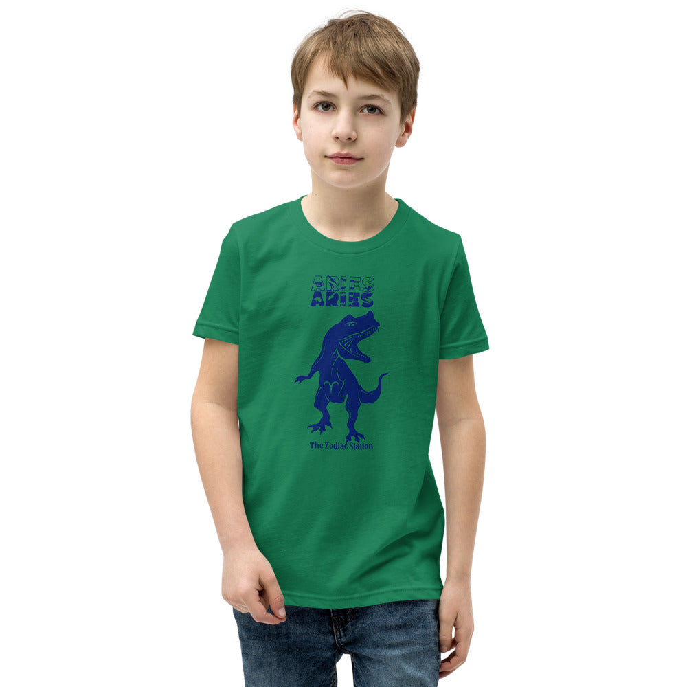 Aries Zodiac T-shirt Youth Short Sleeve Dinosaur The Zodiac Station