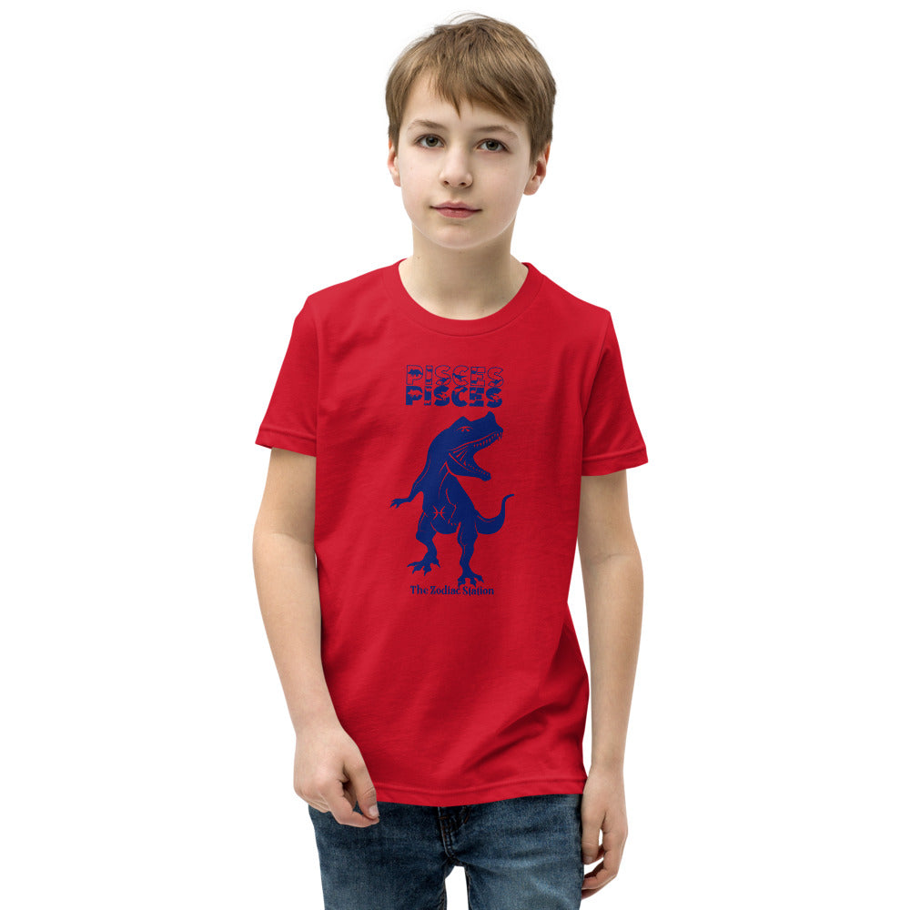 Pisces Zodiac T-shirt Youth Short Sleeve Dinosaur The Zodiac Station