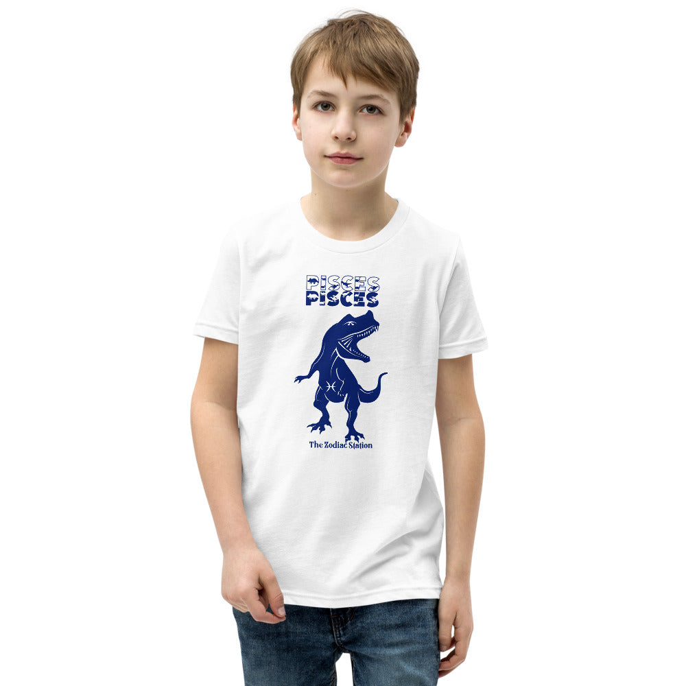 Pisces Zodiac T-shirt Youth Short Sleeve Dinosaur The Zodiac Station