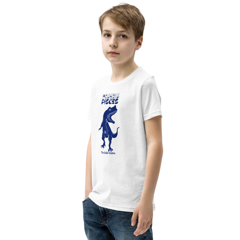 Pisces Zodiac T-shirt Youth Short Sleeve Dinosaur The Zodiac Station